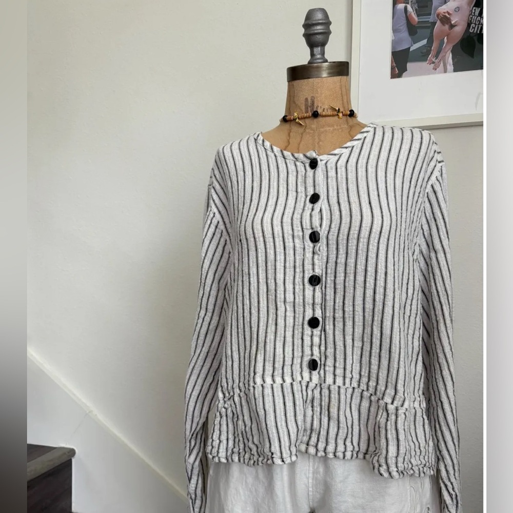 Vintage Flax Jeanne Engelhart Button-Down Shirt, Size Small